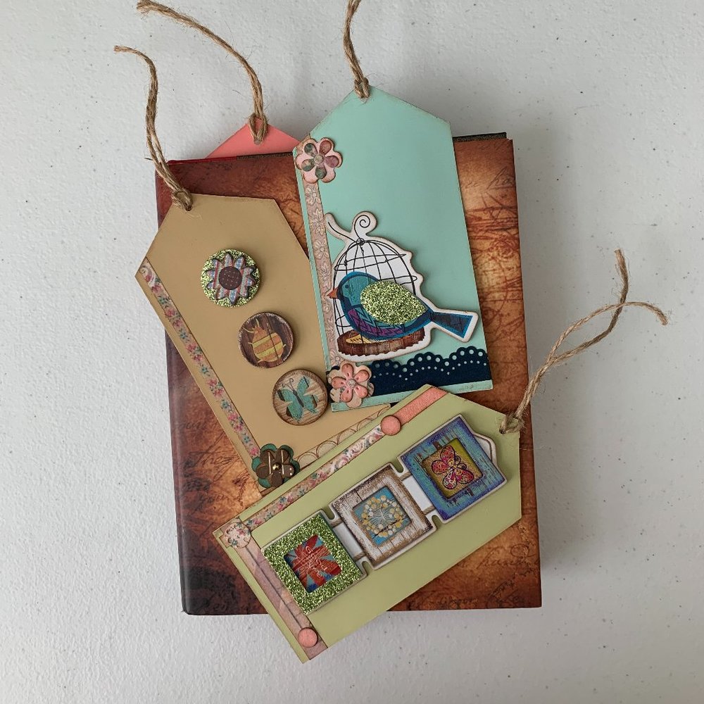 Set of 4 100% Handmade Bookmarks, Scrapbook.